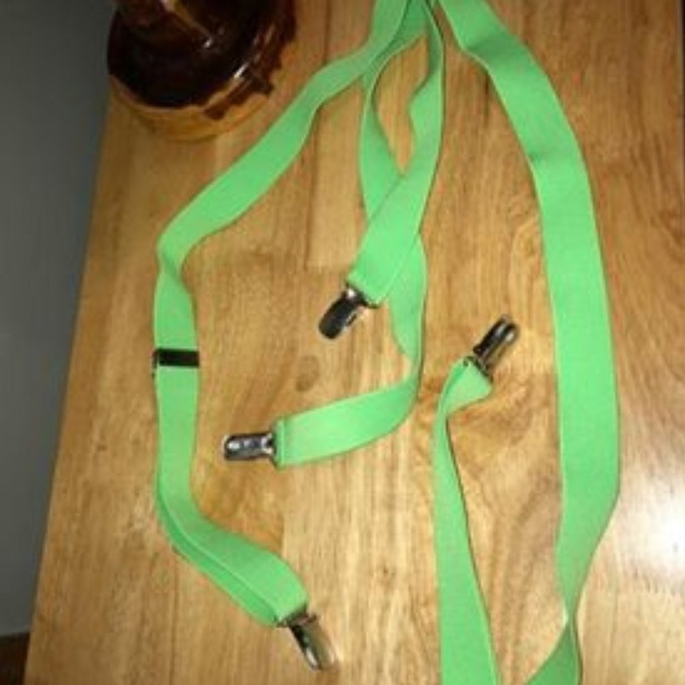 NEON GREEN Suspenders ( clip on)